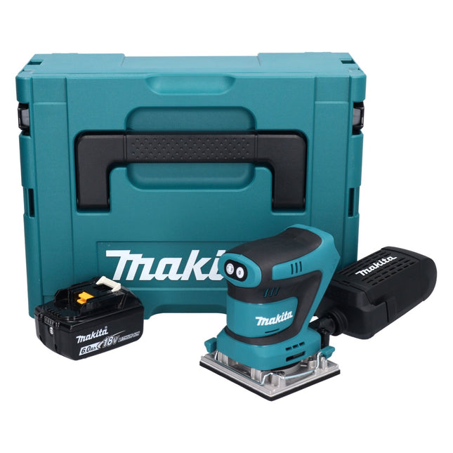 Makita DBO482G1J Cordless Finishing Sander 112x102mm 18V + 1x Battery 6.0Ah + Makpac Case - without charger