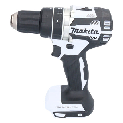 Makita DHP 484 RFX1W taladro percutor inalámbrico 18 V 54 Nm sin escobillas blanco + 2x baterías 3,0 Ah + cargador + set de accesorios 74 piezas + estuche