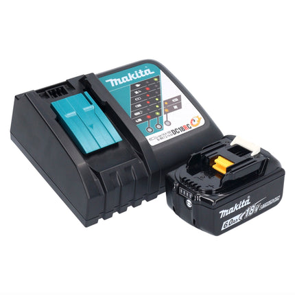 Makita DDF 487 RG1X1 taladro atornillador inalámbrico 18 V 40 Nm sin escobillas + 1x batería 6,0 Ah + cargador + set de accesorios 74 piezas + estuche
