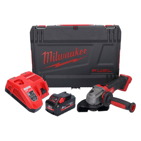 Amoladora angular a batería Milwaukee M18 FSAG125X-801X 18 V 125 mm sin escobillas + 1x batería 8,0 Ah + cargador + caja HD