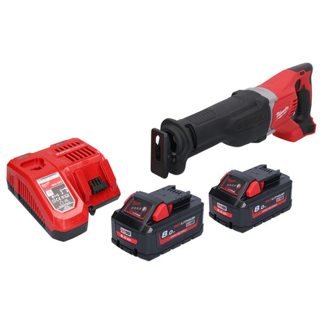 Sierra sable Milwaukee M18 BSX-802 batería 18 V + 2x baterías 8,0 Ah + cargador