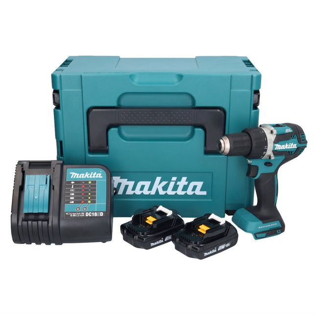 Taladro atornillador a batería Makita DDF 484 SYJ 18 V 54 Nm + 2x batería recargable 1,5 Ah + cargador + Makpac