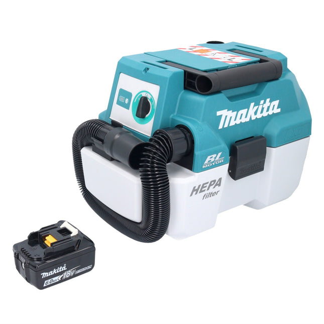 Makita DVC 750 LG1  7,5l Aspirateur Souffleur sans fil LXT 67mbar 7,5l 18V Brushless + 1x Batterie 6,0Ah - sans chargeur