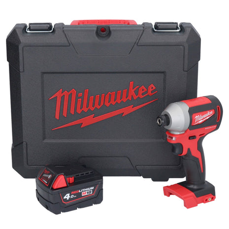 Llave de impacto inalámbrica Milwaukee M18 CBLID-401C 18 V 180 Nm 1/4" sin escobillas + 1x batería 4,0 Ah + maletín - sin cargador