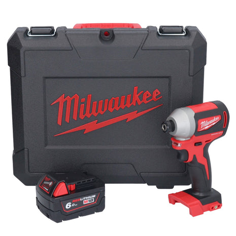 Milwaukee M18 CBLID-601C llave de impacto inalámbrica 18 V 180 Nm 1/4" sin escobillas + 1x batería 6,0 Ah + estuche - sin cargador