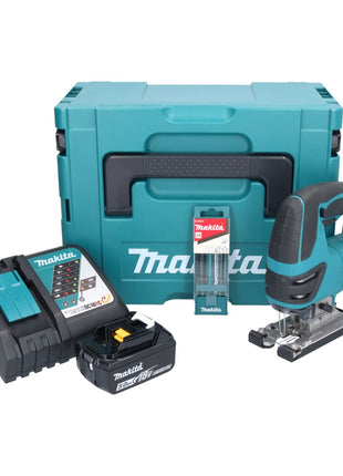 Makita DJV 180 RT1J Scie sauteuse sans fil 18 V + 1x batterie 5,0 Ah + chargeur + 5 pcs. jeu de lames de scie sauteuse + Makpac