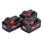 Juego de baterías Milwaukee M18 HB 5.5 3x 18 V 5.5 Ah / 5500 mAh Li-Ion High Output ( 3x 4932464712 ) con indicador de nivel de carga