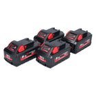 Juego de baterías Milwaukee M18 HB 5.5 4x 18 V 5.5 Ah / 5500 mAh Li-Ion High Output ( 4x 4932464712 ) con indicador de nivel de carga