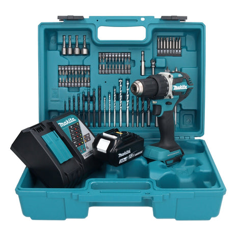 Makita DDF 484 RF1X1 Akku Bohrschrauber 18 V 54 Nm + 1x Akku 3,0 Ah + Ladegerät + 74 tlg. Zubehörset + Koffer