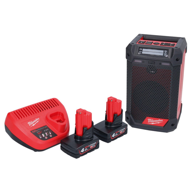 Milwaukee M12 RCDAB+-401 Cordless Radio charger DAB+ 12V + 2x Batteries 4.0Ah + Charger