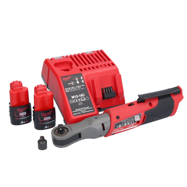 Cliquet à batterie Milwaukee M12 FIR38-302 12 V 75 Nm 3/8" 1/4" + 2x batterie 3,0 Ah + chargeur