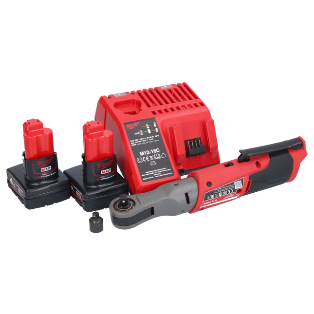 Milwaukee M12 FIR38-401 Cordless Sub Compact Ratchet 12V 75Nm 3/8" 1/4" + 2x Batteries 4.0Ah + Charger