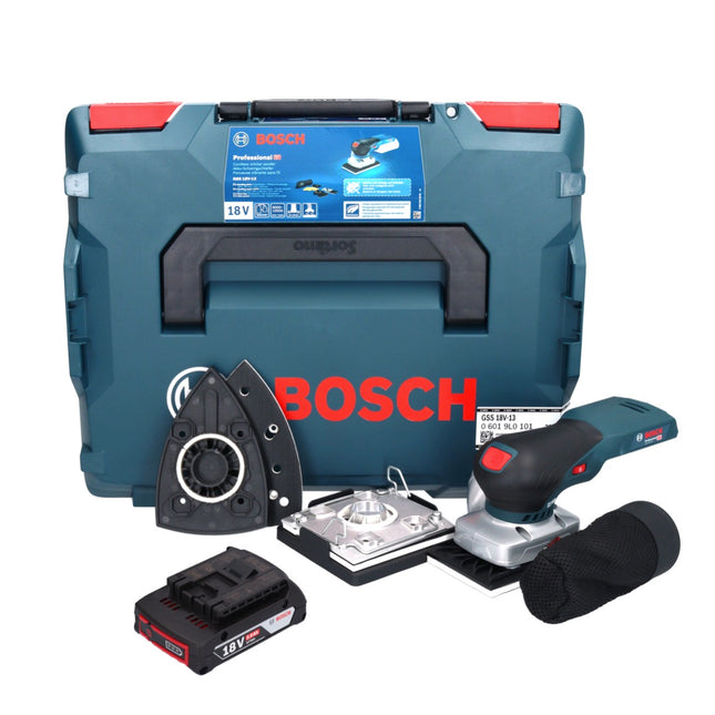 Bosch GSS 18V-13 cordless orbital sander 18 V + 1x rechargeable battery 2.0 Ah + L-BOXX - without charger