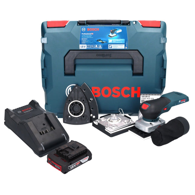 Bosch GSS 18V-13 cordless orbital sander 18 V + 1x rechargeable battery 2.0 Ah + charger + L-BOXX