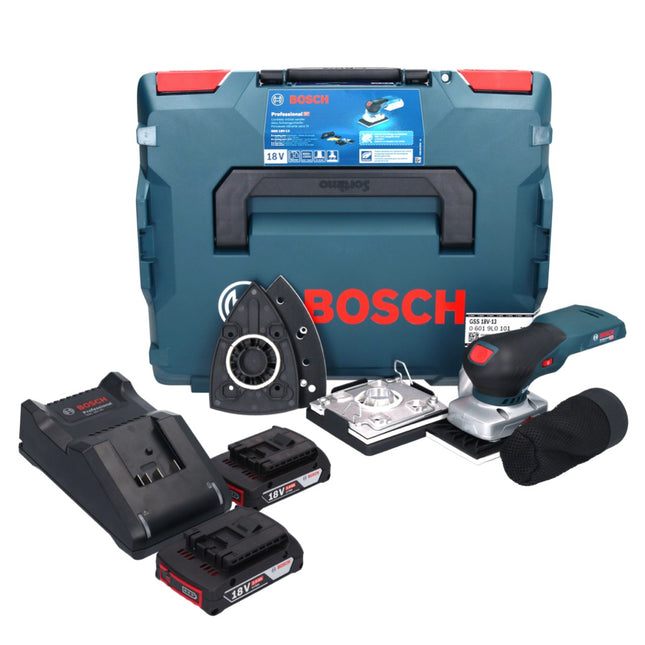 Bosch GSS 18V-13 cordless orbital sander 18 V + 2x rechargeable battery 2.0 Ah + charger + L-BOXX