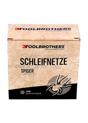 Toolbrothers SPIDER Schleifset Netzschleifmittel 4 Packungen 160x Schleifnetze 125mm Klett je 40x P80 / P120 / P180 / 240 für Hartholz, Weichholz, Lack, Stein, Stahl, Aluminium, Furnier - Toolbrothers