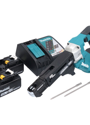 Makita DFR 551 RT Akku Magazinschrauber 18 V 25 - 55 mm Brushless + 2x Akku 5,0 Ah + Ladegerät - Toolbrothers