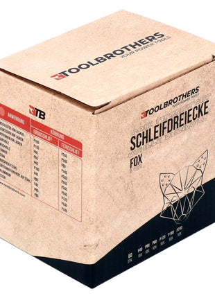 Toolbrothers FOX Schleifset Delta Schleifdreiecke 4 Packungen 93 x 93 x 93 mm Klett 6 Loch je 40x P40 / P60 / P80 / P120 / P180 / 240 für Hartholz, Weichholz, Lack, Stein, Stahl, Aluminium, Furnier - Toolbrothers