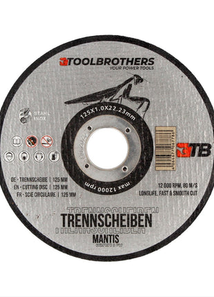 Makita DGA 506 Z Akku Winkelschleifer 18 V 125 mm Brushless Solo + Toolbrothers MANTIS Trennscheiben- Set - ohne Akku, ohne Ladegerät