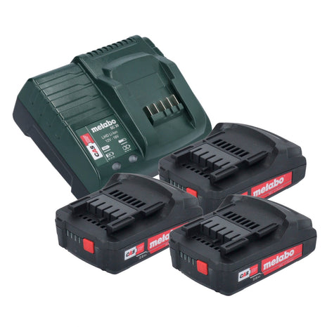 Metabo Basic Set 3x Li-Power Akkupack 18 V 2,0 Ah ( 3x 625596000 ) + SC 30 Ladegerät 12 - 18 V ( 316067840 ) - Toolbrothers