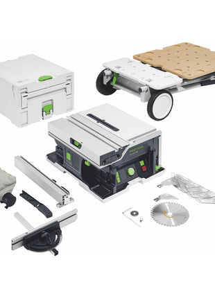 Festool CSC SYS 50 EBI-Basic set sierra de mesa a batería 36 V (2x 18 V) (577371) 168 mm sin escobillas + bastidor base - sin batería, sin cargador