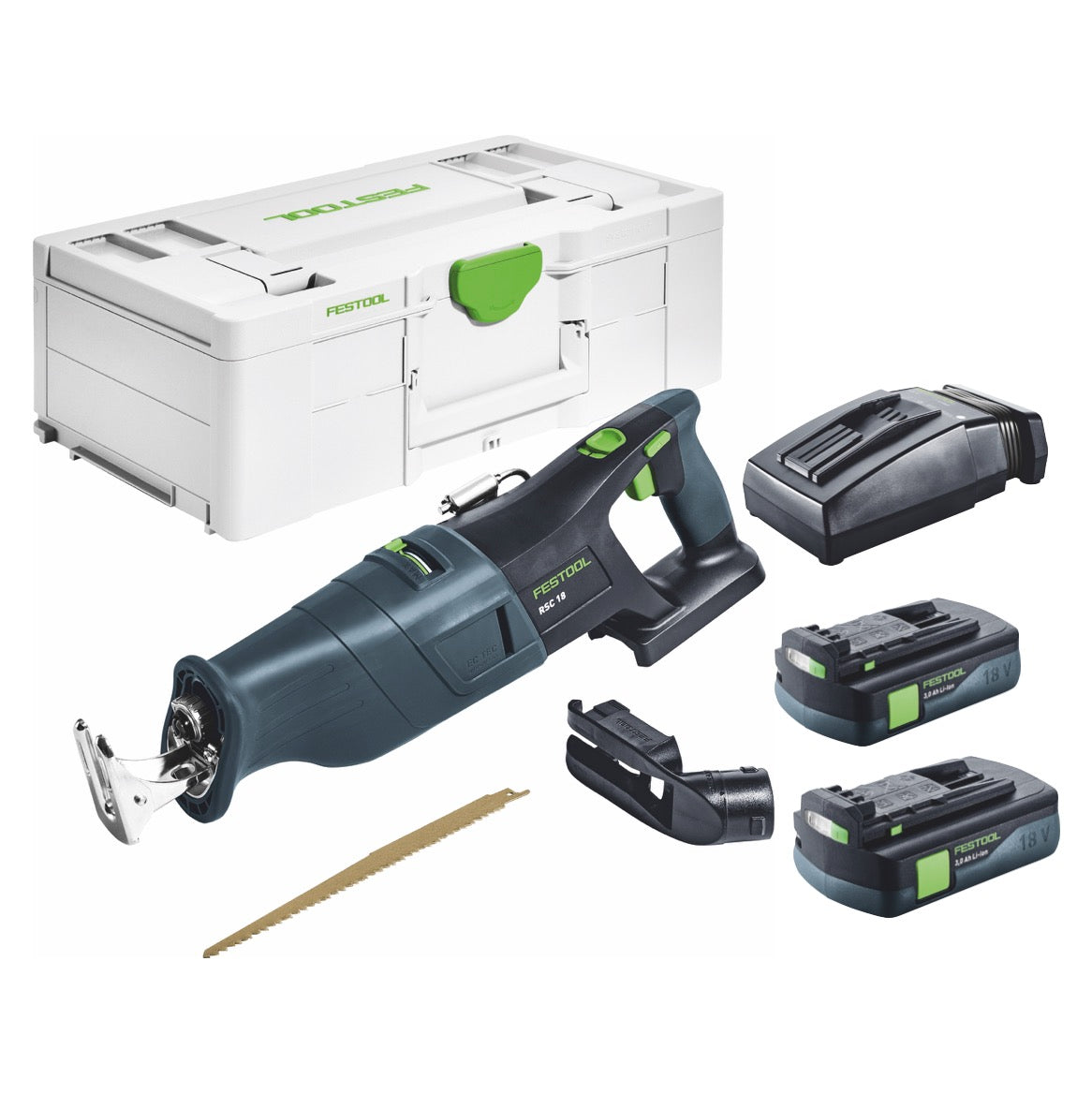 Festool RSC 18 EB-Basic Akku Säbelsäge 18 V Brushless + 2x Akku 3,0 Ah + Ladegerät + Systainer