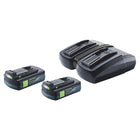 Festool Energie Set 2x BP 18 Li 3,0 C Akku 18 V 3,0 Ah / 3000 mAh Li-Ion ( 2x 577658 ) + TCL 6 DUO Doppel Ladegerät ( 577017 ) - Toolbrothers