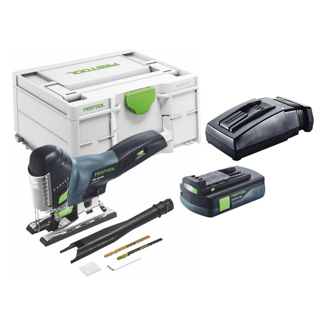 Festool CARVEX PSC 420-Basic Sierra de vaivén sin cable 18 V 120 mm sin cepillo + 1x batería 3,0 Ah + cargador + systainer