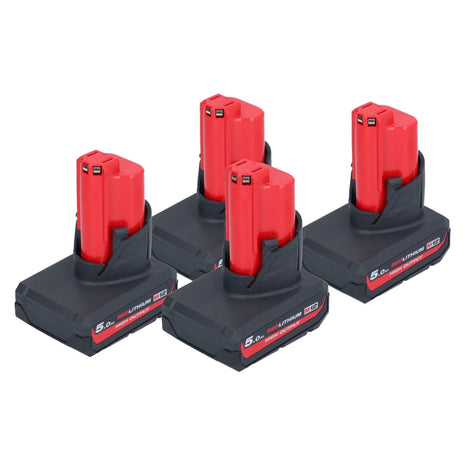 Milwaukee Akku Set 4x M12 HB5 High Output 12 V 5,0 Ah / 5000 mAh Li-Ion Akku ( 4x 4932480165 ) - Toolbrothers