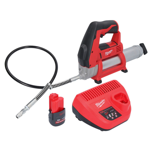 Pistola engrasadora sin cable Milwaukee M12 GG-251 12 V 562 bar + 1x batería recargable 2,5 Ah + cargador