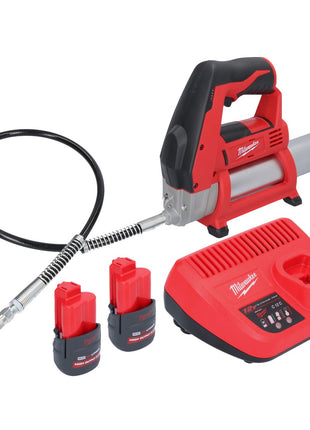 Milwaukee Milwaukee M12 GG-252 Batterie pompe à graisse 12 V 562 bar + 2x batterie 2,5 Ah + chargeur de batterie