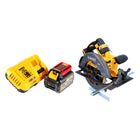 Sierra circular manual sin cable DeWalt DCS 575 T1 54 V FlexVolt 190 mm Sin escobillas + 1x batería 6,0 Ah + cargador