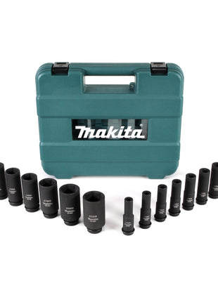 Makita Steckschlüssel Satz 10 - 32 mm 1/2" 14 tlg. + Koffer ( E-16586 ) für Schlagschrauber - Nachfolger von B-52308