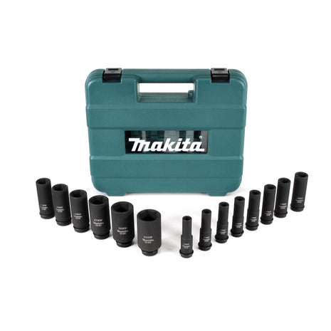 Set di chiavi a bussola Makita 10 - 32 mm 1/2" 14 pezzi + valigetta ( E-16586 ) per avvitatori a impulsi - successore di B-52308