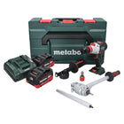 Taladro percutor a batería Metabo SB 18 LTX BL QI 18 V 130 Nm sin escobillas + 2 baterías de 5,5 Ah + cargador + adaptador dinamométrico PowerX3 + metaBOX