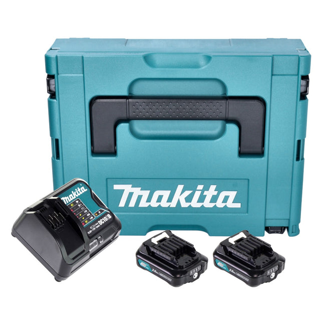 Kit alimentatore Makita ( 197658-5 ) 2x BL 1021 B batteria 12 V max. 2,0 Ah CXT + caricabatteria DC 10 SB + Makpac