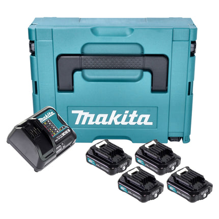 Makita Power Source Kit 4x BL 1021 B batterie 12 V max. 2,0 Ah CXT ( 4x 197396-9 ) + chargeur DC 10 SB ( 197363-4 ) + Makpac