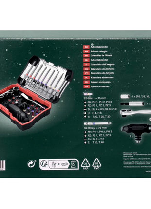 Metabo Calendario de Adviento con juego de herramientas de 31 piezas (626694000) puntas/vasos/trinquete