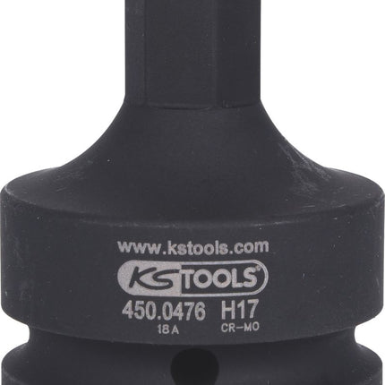 KS TOOLS 1" Kraft-Bit-Stecknuss Innensechskant, kurz, 17 mm ( 450.0476 ) - Toolbrothers