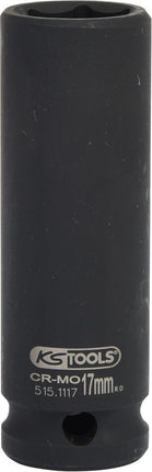 KS TOOLS 1/2' Douilles à chocs 6 pans, longues, 17mm ( 515.1117 )