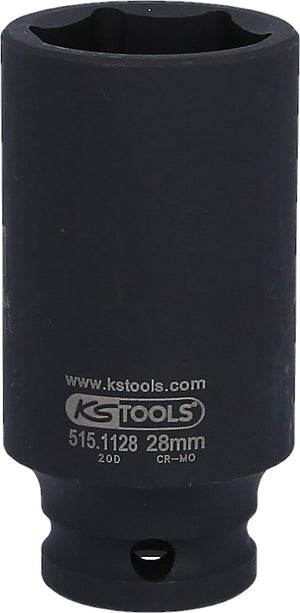 KS TOOLS 1/2" Sechskant-Kraft-Stecknuss, lang, 28mm ( 515.1128 )