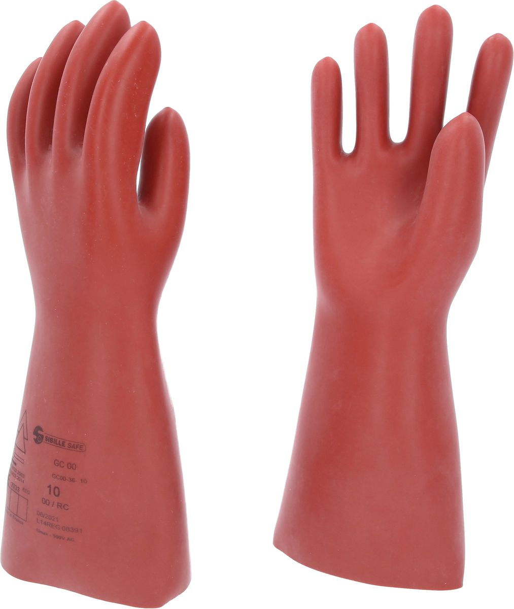 KS TOOLS Elektriker-Schutzhandschuh mit mechanischem Schutz, Größe 10, Klasse 00, rot ( 117.0066 )