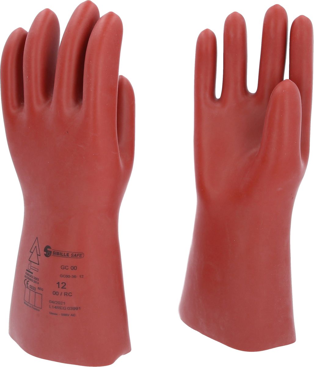 KS TOOLS Elektriker-Schutzhandschuh mit mechanischem Schutz, Größe 12, Klasse 00, rot ( 117.0068 )