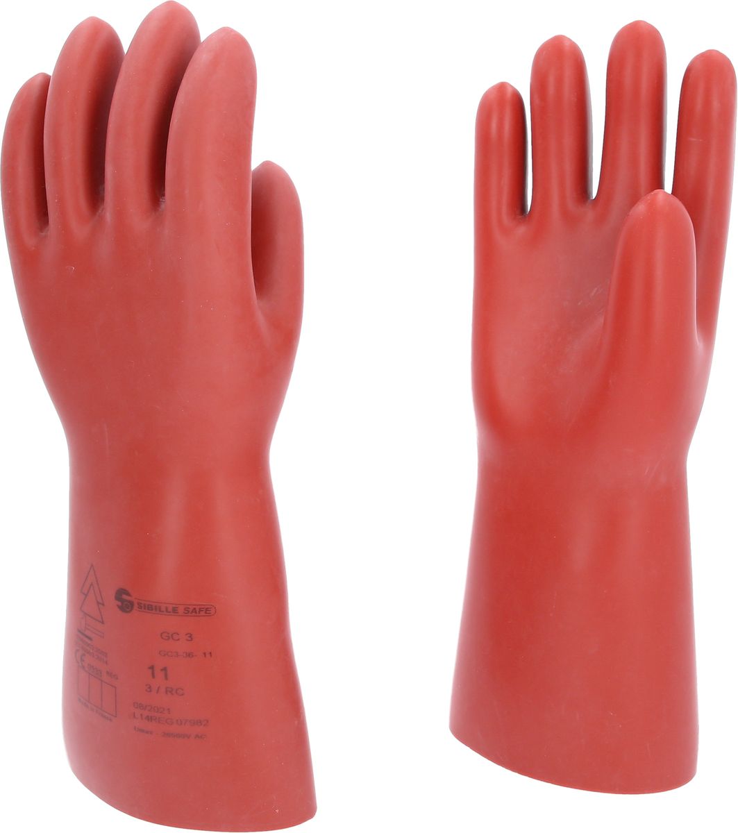 KS TOOLS Elektriker-Schutzhandschuh mit mechanischem Schutz, Größe 11, Klasse 3, rot ( 117.0079 )