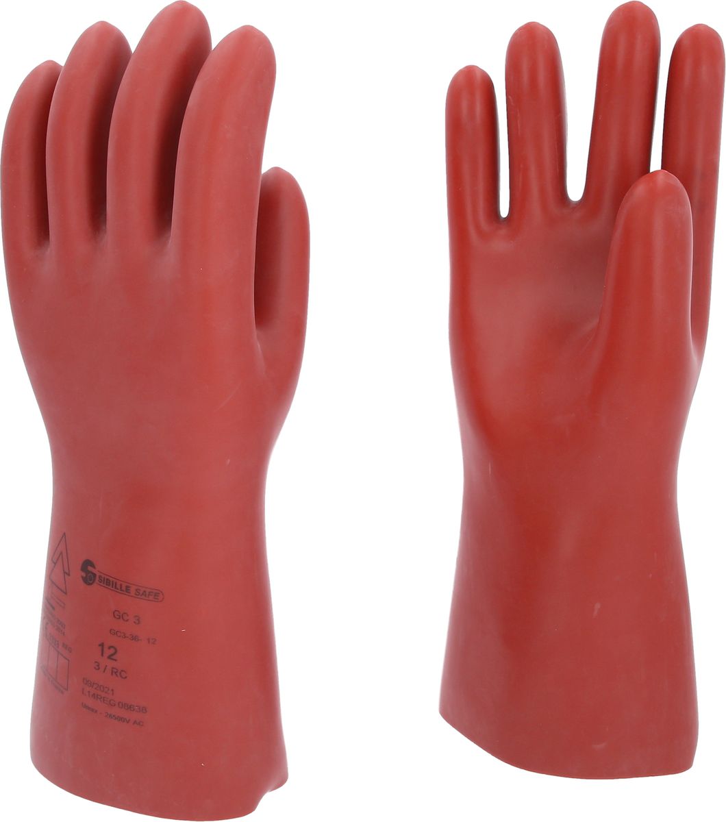 KS TOOLS Elektriker-Schutzhandschuh mit mechanischem Schutz, Größe 12, Klasse 3, rot ( 117.0080 )