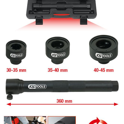 KS TOOLS Juego de llaves especiales para barras de acoplamiento/rótulas de dirección, 4 pzs ( 150.1125 )