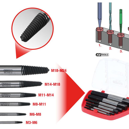 KS TOOLS Schrauben-Ausdreher-Satz, 6-tlg ( 150.1330 ) - Toolbrothers