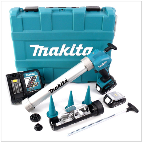 Makita DCG 180 RYEX 18 V Akku Kartuschenpistole Set mit 2x 1,5 Ah Akku und Ladegerät im Koffer - Toolbrothers