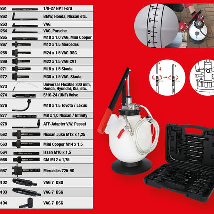 KS TOOLS Universal Getriebeöl-Füllsystem-Satz mit 23-tlg Adaptersatz ( 150.9105 ) - Toolbrothers