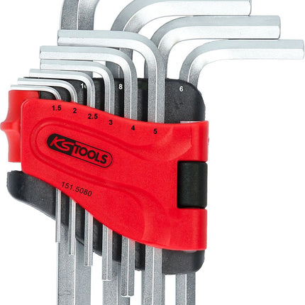 KS TOOLS Serie di chiavi maschio esagonali piegate in supporto a clip,10pz.1,5-10mm ( 151.5080 )